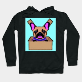 AI generated French Bulldog in cardboard box Hoodie